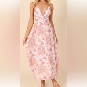 Petal & Pup White Floral Tailka Cutout Maxi Dress